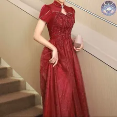 新品 未使用 レディース ウェディングドレス フォーマルドレス パーティードレス 小花柄にパールが可愛い 半袖 イブニングドレス