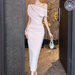 新品 未使用 レディース ウェディングドレス フォーマルドレス パーティードレス シンプルオシャレなワンショルダー ロングドレス