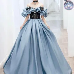 新品 未使用 レディース ウェディングドレス フォーマルドレス パーティードレス バイカラーのリボンがオシャレなオフショル イブニングドレス