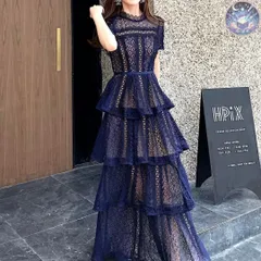 新品 未使用 レディース ウェディングドレス フォーマルドレス パーティードレス 総レースにスカートフリルがオシャレな半袖 ロングワンピース