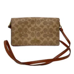 COACH(コーチ) 財布 シグネチャー柄 41920 ベージュ×ライトブラウン×ダークブラウン ショルダーウォレット レザー