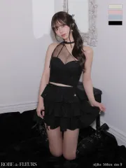 ブラック [FM4152-B-2601] 【ROBE de FLEURS/ローブドフルール】ストーン/ ワンショル/ ティアード/ ツーピース/ フレア/ ミニドレス/ キャバドレス/ AngelR