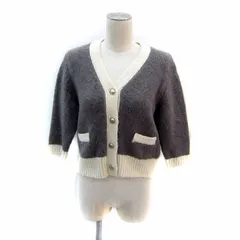 ザラ ZARA ニットカーディガン ミドル丈 七分袖 Vネック M グレー /SY40
