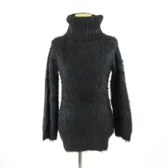 セシルマクビー CECIL McBEE タートルネックシャギーニット セーター 長袖 黒 M *A876