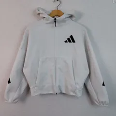 adidas アディダス フルジップ パーカー ロゴプリント ホワイト Mサイズ メンズ 古着 ストリート アメカジ