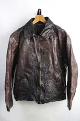 1990年代 vintage レザージャケット（【XXL】相当）【中古】【メンズ】本革 革ジャン 皮ジャン ライダース レザージャケット【古着】【レディース】【ヴィンテージ】 【ビンテージ】アメカジ バイク バイカー 80's 90年代 フライトジャケット
