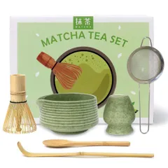【送料無料】Valuetom抹茶 セット 茶道セット6点 （ 片口茶碗、茶筅、茶杓、茶筅立て、抹茶スプーン、茶漉し ）茶道具抹茶ラテを作り茶道を練習したりする初心者 母 父 先輩 先生誕生日 贈り物