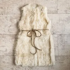 ファーリング バイ ジャンニ FURLING BY GIANI ☆ ムートンファー ロング ジレ イタリア製 40 羊毛 リアルファー ロングベスト アイボリー系
