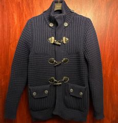 美品「ARMANI JEANS」フード着脱可 ローゲージニットダッフルコート M