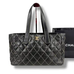 シャネル　CHANEL ワイルドステッチ　トートバッグ　ブラック　黒　マトラッセ　キルティング　ラムスキン