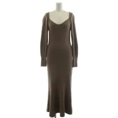 スナイデル SNIDEL 22AW スクエアネックニットワンピース マキシ ロング 長袖 F 茶 ブラウン SWNO225054 /AN58