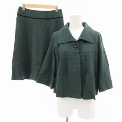 ストロベリーフィールズ STRAWBERRY-FIELDS セットアップ 上下 ジャケット フレアスカート ひざ丈 緑 グリーン /GV ■MG