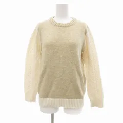 ビームスハート BEAMS HEART ニット セーター 長袖 ケーブル編み 切替 ベージュ /JS