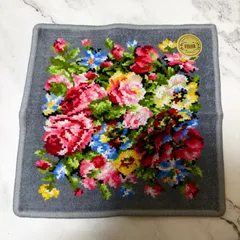 FEILER フェイラー タオルハンカチ ハンカチ シェニール織 グレー 花柄 お花