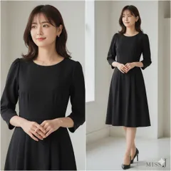 MISS J ミスジェイ【38】長袖ワンピース フレア 毛100% ラピーヌ M