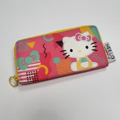 サンリオ ハローキティ キティ ピンク クラシック 生地 カラフル ジッパー 長財布 カードウォレット