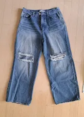 ユニセックス) ダメージ ウォッシュ デニム ズボン L