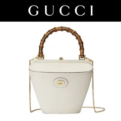 【新品級/極美品】 GUCCI グッチ バンブー バケット バッグ 2way ゴールドチェーン ショルダー レディース 616436 日本限定 ホワイト白