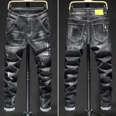 ダメージジーンズ メンズ コーデ デニムパンツ ストレッチ ジーパン スリム デニムテーパードデニム かっこいい おしゃれ