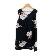 スナイデル SNIDEL ワンピース ひざ丈 ノースリーブ Vネック 花柄 0 S ネイビー 紺 /SY43