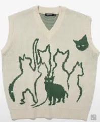 NOT4NERD (ノットフォーナード) Kitten Knit Vest - Ivory