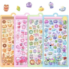 【送料無料】Chisafly ぷくぷくシール シール ぷくぷく 3D立体 かわいい 4枚セット ごほうび 子供 大容量 スマホケース DIY用 手帳用 日記帳用(A