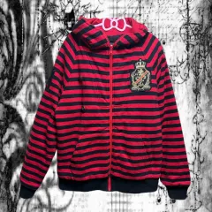 ask エスク y2k パンク ストライプ 起毛 キルティング WHO ジップアップ