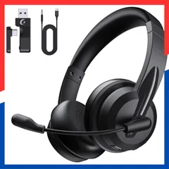 【数量限定】オンライン授業・在宅勤務・通話・テレワーク・会議用・コールセンター・PC用対応｜ マイクミュート機能付き Skype・Zoom・Teams対応｜軽量設計・長時間装着快適 Bluetooth5.3/USB/Type-C/有線接続 マイク付き 有線/無