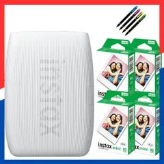 【人気商品】クレイホワイト＆フィルム40枚＆デコペン(6点セット) Link3 mini instax スマホプリンター チェキ