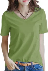 【在庫セール】無地 Tシャツ レディース 白 黒 Vネック 半袖 [INNIFER] 綿 カットソー トップス シンプル おしゃれ きれいめ S～3XL