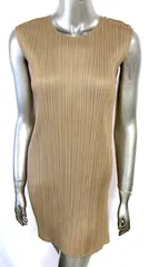 早い者勝ち！【ほぼ未使用】PLEATS PLEASE プリーツプリーズ イッセイミヤケ ノースリーブ ワンピース サイズ4 ベージュ 光沢　P6