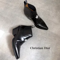 Christian Dior クリスチャンディオール レザー ポインテッドトゥ サイドゴアブーツ J'ADIOR レディースショートブーツ 35 22cm ブラック 黒 スター 星
