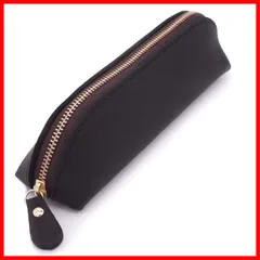 革 手作り レザー ペンケース 筆箱 大容量 おしゃれ Collasaro(コラサロ) スリム シンプル (ブラック)