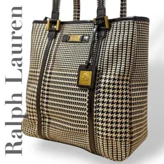 ☆★美品★RALPHLAUREN  ラルフローレン★トートバッグ　肩掛け　ブラウン　千鳥柄　ロゴ　チャーム★♯2130