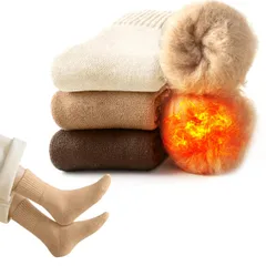 レディース 3足セット 冬【裏起毛自発熱・38℃恒温・極厚雲感裏パイル・ウール素材】極厚2倍保温力 ウールソックス クルーソックス 靴下 ふわふわ 防寒蓄熱 毛玉・毛落対策 屋内外 [TSGarden] 登山 キャンプ 22-25cm