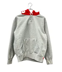 シュプリーム パーカー スウェット フードロゴ グレー×レッド 21AW  ストリート Contrast Hooded Sweatshirt 2021FW0902008 メンズ SIZE S Supreme