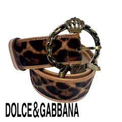 DOLCE&GABBANA ハラコ レオパード ベルト D&G ヒョウ柄 ガッバーナ ロゴ