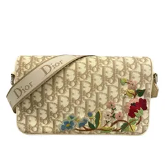 DIOR/ChristianDior(ディオール/クリスチャンディオール) ショルダーバッグ フラワー アイボリー×ベージュ×マルチ 刺繍 レザー