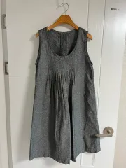 (日本 ヴィンテージ) ノースリーブ ONE PIECE 綿100％ ラウンド M