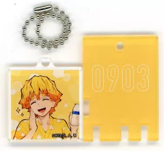 【中古】キーホルダー 我妻善逸 「鬼滅の刃×極楽湯・RAKU SPA 第三弾 柱たちの極楽な休日 休息セヨ!銭湯錠風キーホルダー」