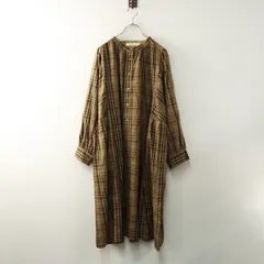 大きいサイズ アズノウアズ オオラカ AS KNOW AS olaca サイドギャザー シャツワンピース 19 ベージュチェック┃【2400014789591】
