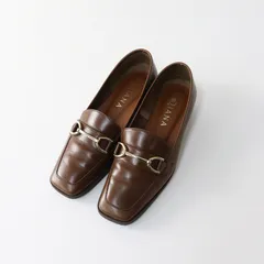 ダイアナ DIANA  レザー スクエアトゥ ビットローファーパンプス 23.5cm ブラウン┃ヒール付き ベーシック【2400014790160】