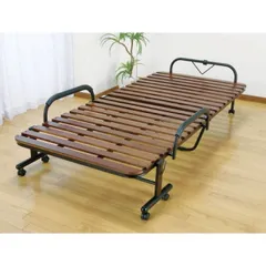 天然木 すのこベッド シングル 折りたたみ式 ワンタッチ 木製 コンパクト収納 キャスター付き すのこ スノコ ベッド 通気性 防湿性 スノコベッド