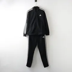 極美品 アディダス adidas IJ8781 エッセンシャルズ スリーストライプス トラックスーツ L＼ブラック ジャージ 上下【2400014791013】