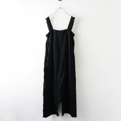2022SS エヴァムエヴァ evam eva リネンサロペット＼ブラック オールインワン タック サルエル オーバーオール【2400014779455】