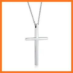【新品】 [Rockyu] ブランド 十字架ペアネックレス カップル 人気ブランド ステンレス アレルギー対応 シルバー ブラック ピンクゴールド ファッション クロスネックレス 細い 十字架ペンダント (シルバー)