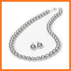 【新品】 [Alivern] パール ネックレス シルバー925 日本製 パールネックレス 高級国産 真珠 冠婚葬祭用 8mm (グレー, 38cm) 0