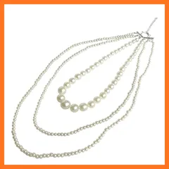 【新品】 [ドナリー] 3連 5連 真珠 パール ネックレス 結婚式 セット ロング 白 フォーマル 可愛い レディース (3連 存在感18mm) 1