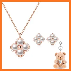 【新品】 [FH.bird] パール ピアス ネックレス レディース ピンクゴールド「幸運のお守りです」シルバー925 金属アレルギー対応 6月誕生石 ピアス 真珠 ネックレス 誕生日プレゼント女性 人気 バレンタイン ギフト ホワイトデー お返し 入学式 0