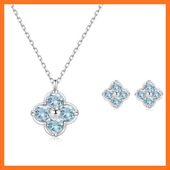 【新品】 [FH.bird] ブルートパーズ ネックレス ピアス レディース クローバー 「幸運のお守りです」シルバー925 金属アレルギー対応ネックレス バレンタイン ギフト ホワイトデー お返し 入学式 卒業式 ペンダント 11月誕生石 ピアス 誕生日 0